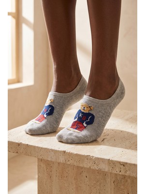 Katia & Bony Unisex Teddy Desenli Sneaker Görünmez Çorap Gri