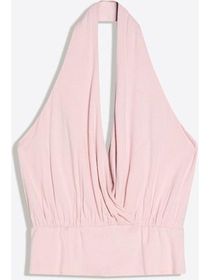 Allbucks Bershka, Kruvaze Büzgülü Peplum Top Bluz ABBRS00019