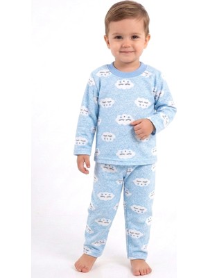 Bebegen Erkek Bebek Bulut Desenli Alt Üst Mavi 2'li Pijama Takım