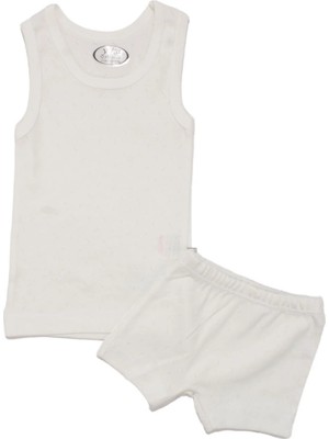 Bebegen Unisex Beyaz Jakarlı Atlet Boxer Takım