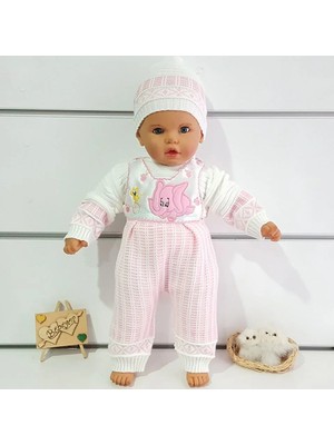 Bebegen Fil Desenli Triko 3 Lü Kız Bebek Takım