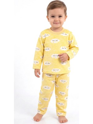 Bebegen Bulut Desenli Alt Üst Sarı 2'li Pijama Takım