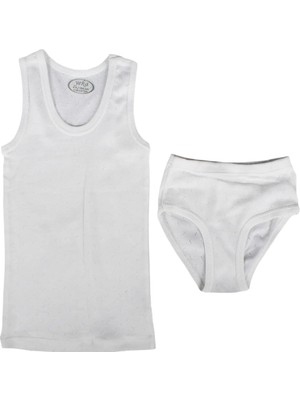 Bebegen Unisex Ekru Jakarlı Atlet Külot Takım