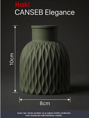 Canseb Elegance Premium - Haki - Dalgalı Dekoratif Vazo - 10X8CM - El Boyaması Işçilik
