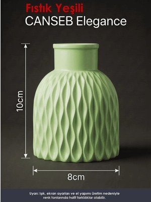 Canseb Elegance Premium - Fıstık Yeşili - Dalgalı Dekoratif Vazo - 10X8CM - El Boyaması Işçilik