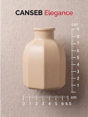 Canseb Elegance 9x6.5cm - Antik Bej - Sekizgen Mini Vazo - El Boyaması Işçilik - 9cm Mini Vazo
