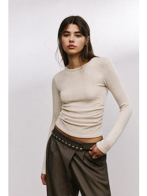 Allbucks Pull & Bear, Büzgülü Yumuşak Dokulu T-Shirt Bluz Top ABPNB00008