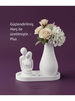 Canseb Elegance 10CM Sevgili Biblo & 13CM Çiçek Vazosu - 17CM Tepsi - Üçlü Set