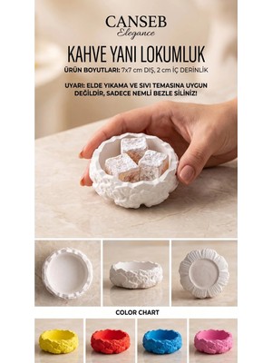 Canseb Elegance Beton - 7X7CM - Desenli Kahve Yanı Küçük Lokumluk Tabağı - 1 Adet