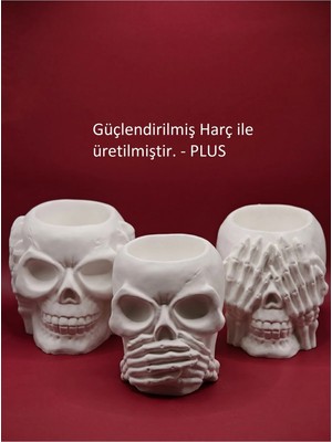 Canseb Elegance 10CM Üçlü Kuru Kafa Seti - (Görmedim Duymadım Bilmiyorum) Temalı Gothic