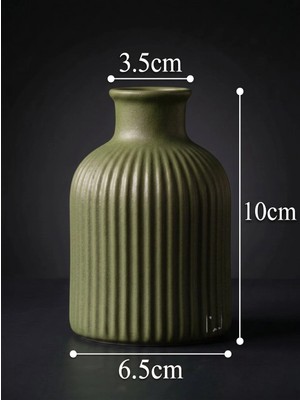 Canseb Elegance (Mermer Tozu Içerir) - 10CM Mini Vazo - Haki Yeşil - El Boyaması Işçilik - Elegance Seri