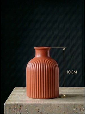 Canseb Elegance Premium - Mini Vazo - Kiremit Renk - 10CM Boyunda - El Boyaması Işçilik - 10X7CM