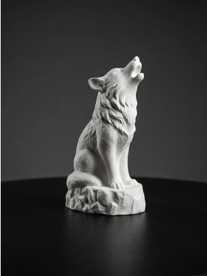 Canseb Elegance Premium - Beton - Uluyan Bozkurt Heykeli - 11 cm - Biblo - Figür