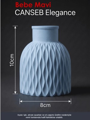 Canseb Elegance Premium - Bebe Mavi - Dalgalı Dekoratif Vazo - 10X8CM - El Boyaması Işçilik