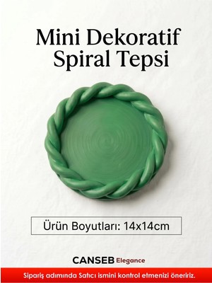 Canseb Elegance 14X14CM - Premium - Çimen Yeşili - Dekoratif Sarmal Tepsi - El Boyaması Işçilik (14X14CM Ebat)