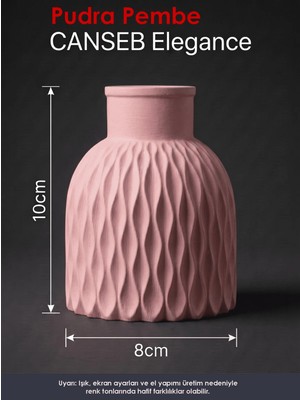 Canseb Elegance Premium - Pudra Pembe - Dalgalı Dekoratif Vazo - 10X8CM - El Boyaması Işçilik