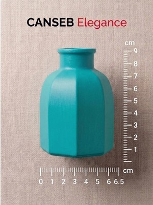 Canseb Elegance 9x6.5cm - Turkuaz - Sekizgen Mini Vazo - El Boyaması Işçilik - 9cm Mini Vazo