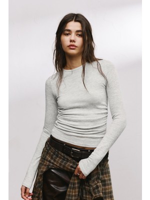 Allbucks Pull & Bear, Büzgülü Yumuşak Dokulu T-Shirt Bluz Top ABPNB00008