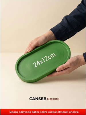 Canseb Elegance 24X12CM - Premium - Çimen Yeşili - Dekoratif Sarmal Tepsi - El Boyaması Işçilik (24X12CM Ebat)