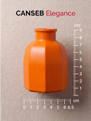 Canseb Elegance 9x6.5cm - Canlı Turuncu - Sekizgen Mini Vazo - El Boyaması Işçilik - 9cm Mini Vazo