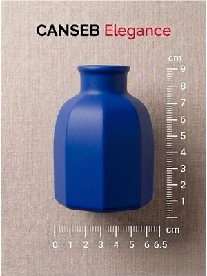 Canseb Elegance 9x6.5cm - Kraliyet Mavi - Sekizgen Mini Vazo - El Boyaması Işçilik - 9cm Mini Vazo