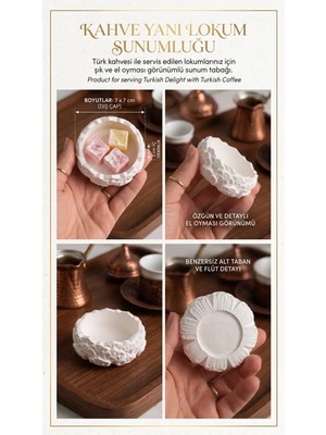 Canseb Elegance Beton - 7X7CM - Desenli Kahve Yanı Küçük Lokumluk Tabağı - 1 Adet