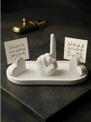 Canseb Elegance Islami Ev Hediyesi Tevhid El Heykeli ve Dekoratif Kalp Stand (El 12CM Tepsi 25CM Kalp 5cm)