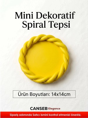 Canseb Elegance 14X14CM - Premium - Limon Sarısı - Dekoratif Sarmal Tepsi - El Boyaması Işçilik (14X14CM Ebat)