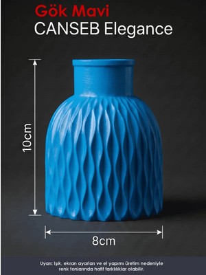 Canseb Elegance Premium - Gök Mavi - Dalgalı Dekoratif Vazo - 10X8CM - El Boyaması Işçilik