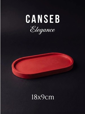 Canseb Elegance 18X9CM - Kırmızı - Dekoratif Tepsi - El Boyaması Işçilik - Premıum