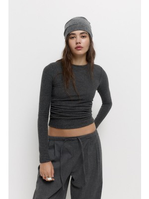 Allbucks Pull & Bear, Büzgülü Yumuşak Dokulu T-Shirt Bluz Top ABPNB00008