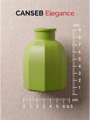 Canseb Elegance 9x6.5cm - Fıstık Yeşili - Sekizgen Mini Vazo - El Boyaması Işçilik - 9cm Mini Vazo