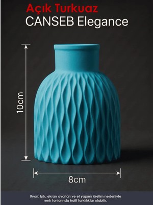Canseb Elegance Premium - Açık Turkuaz - Dalgalı Dekoratif Vazo - 10X8CM - El Boyaması Işçilik