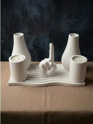Canseb Elegance 6 Parça Tevhid Heykeli Mumluk Vazo Seti - Tealight Mum Hediyeli - Islami Ev Dekorasyon