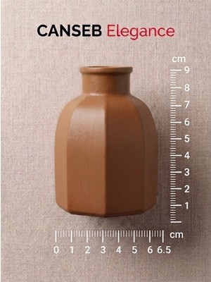 Canseb Elegance 9x6.5cm - Çikolata Renk - Sekizgen Mini Vazo - El Boyaması Işçilik - 9cm Mini Vazo