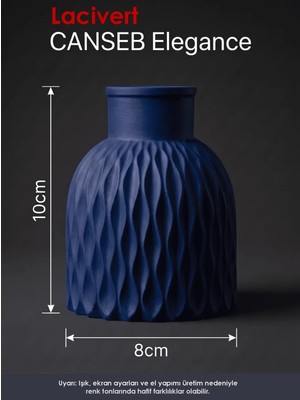Canseb Elegance Premium - Lacivert - Dalgalı Dekoratif Vazo - 10X8CM - El Boyaması Işçilik