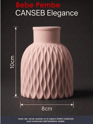 Canseb Elegance Premium - Bebe Pembe - Dalgalı Dekoratif Vazo - 10X8CM - El Boyaması Işçilik