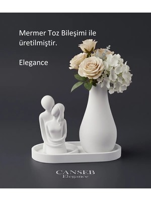 Canseb Elegance 10CM Sevgili Biblo & 13CM Çiçek Vazosu - 17CM Tepsi - Üçlü Set
