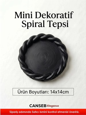 Canseb Elegance 14X14CM - Premium - Siyah - Dekoratif Sarmal Tepsi - El Boyaması Işçilik (14X14CM Ebat)