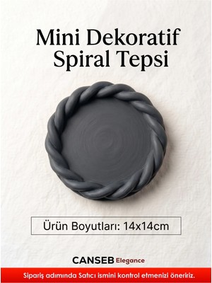 Canseb Elegance 14X14CM - Premium - Antrasit - Dekoratif Sarmal Tepsi - El Boyaması Işçilik (14X14CM Ebat)