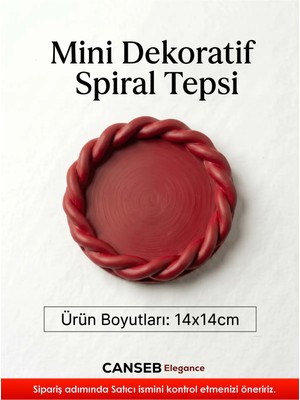 Canseb Elegance 14X14CM - Premium - Kırmızı - Dekoratif Sarmal Tepsi - El Boyaması Işçilik (14X14CM Ebat)
