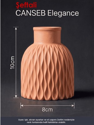Canseb Elegance Premium - Şeftali Renk - Dalgalı Dekoratif Vazo - 10X8CM - El Boyaması Işçilik