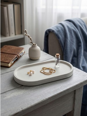 Canseb Elegance Premium - 18CM - Dekoratif Tepsi - Tabak - Beton Sunumluk - Lüks Tasarım Özenli Işçilik