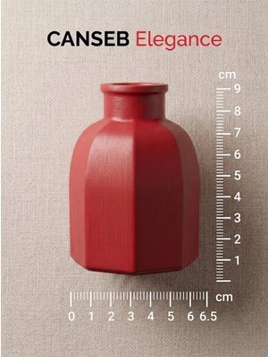 Canseb Elegance 9x6.5cm - Kırmızı - Sekizgen Mini Vazo - El Boyaması Işçilik - 9cm Mini Vazo