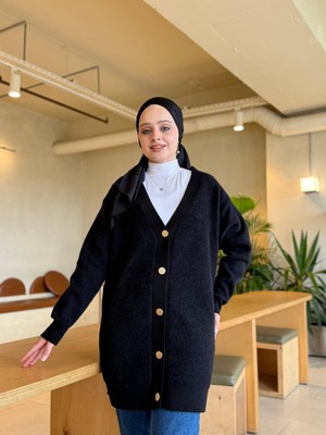 Esra Butik 🧶 Sakallı Hırka | Uzun Triko Hırka--Standart Beden (38-46)