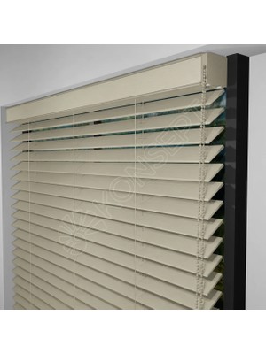 Jaluzi By Konsept Dekor Redüktörlü / Zincirli Ahşap Jaluzi Perde 50 mm %100 Orjinal Ahşap Bej Renk