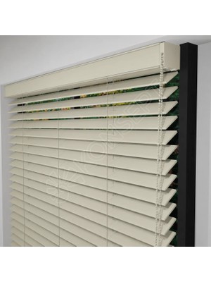 Jaluzi By Konsept Dekor Redüktörlü / Zincirli Ahşap Jaluzi Perde 50 mm %100 Orjinal Ahşap Taş Renk
