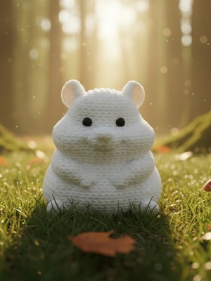 Toynetic Plastik Sevimli Örgü Hamster – Nostaljik Dokulu Dekoratif Obje & Biblo