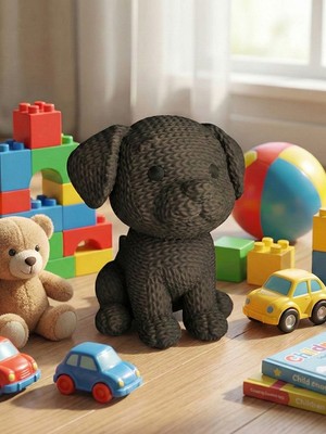 Toynetic Plastik Sevimli Örgü Görünümlü Köpek Figürü - Nostaljik Dekoratif Obje & Biblo