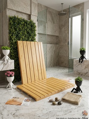 Ness Global Doğal Bambu Banyo Matı 60X40 cm Ahşap Kaymaz Banyo Paspası & Dus Içi Paspas